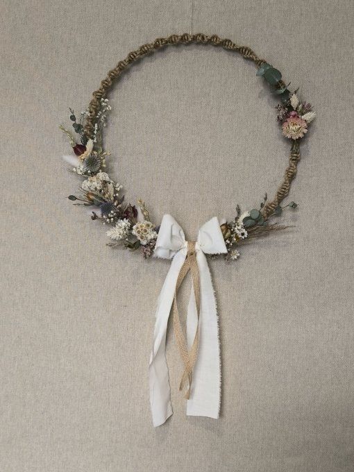 Couronne macramé fleurie